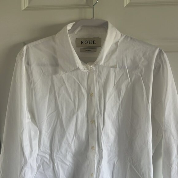ROHE Women's Shirt Cotton White Button Down Size 42 US Size 10 - Picture 2 of 7